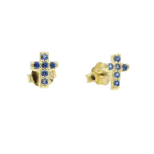 Elpis Sparkly Blue Cross Earrings