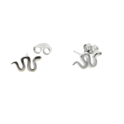 Medusa Snake Stud Earrings - Silver