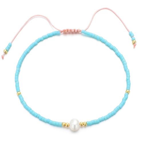 Thetis Bead and Pearl Bracelet - Aqua