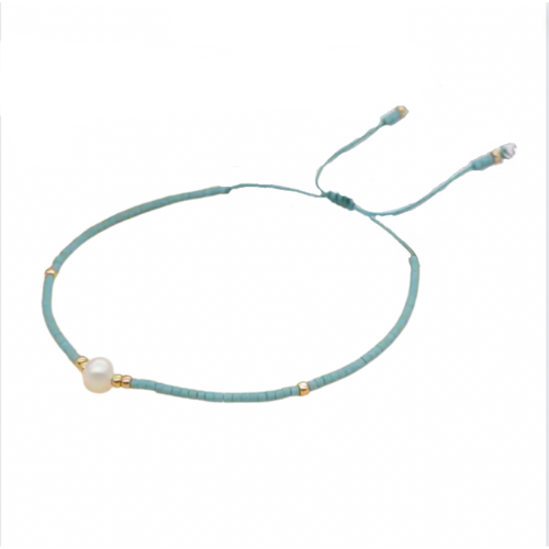 Thetis Bead and Pearl Bracelet - Aquamarine